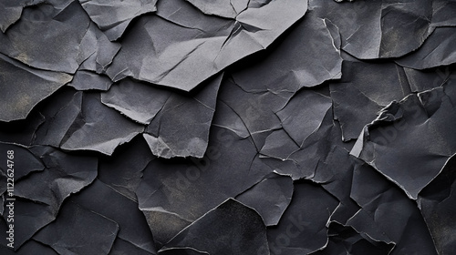 A creased and crumpled black-grey paper background, resembling old torn posters with a grunge texture.