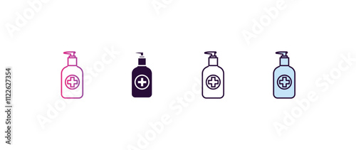 desinfectant gradient, line, filled, colored icon. editable vector from health and medical concept. four different style desinfectant icon isolated on white background