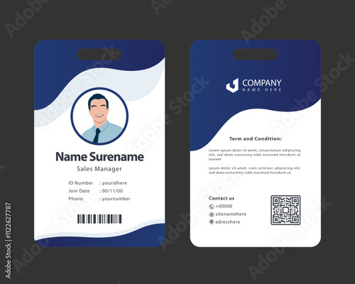 simple green employee id card design template editable text