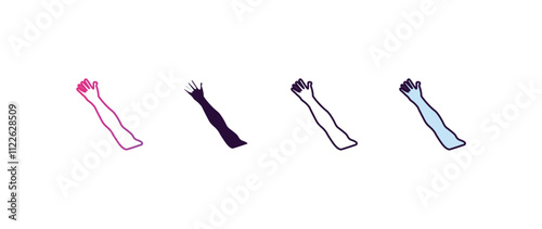 arm gradient, line, filled, colored icon. editable vector from health and medical concept. four different style arm icon isolated on white background