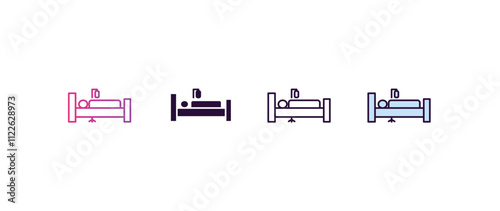 illness on bed gradient, line, filled, colored icon. editable vector from medical concept. four different style illness on bed icon isolated on white background