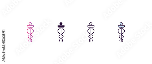 caduceus gradient, line, filled, colored icon. editable vector from medical concept. four different style caduceus icon isolated on white background