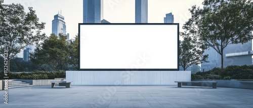 A big digital screen for outdoor media with a blank advertising mockup in an urban city