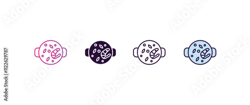 paella gradient, line, filled, colored icon. editable vector from kitchen concept. four different style paella icon isolated on white background