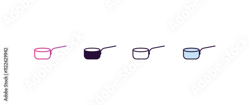 saucepan gradient, line, filled, colored icon. editable vector from kitchen concept. four different style saucepan icon isolated on white background