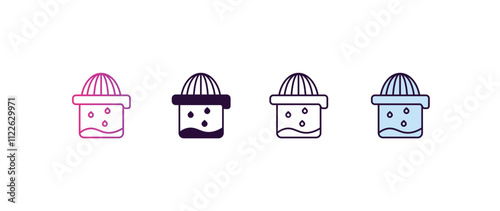 squeezer gradient, line, filled, colored icon. editable vector from kitchen concept. four different style squeezer icon isolated on white background