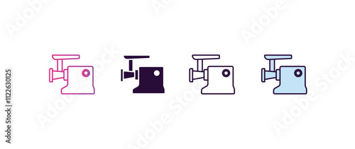 meat grinder gradient, line, filled, colored icon. editable vector from kitchen concept. four different style meat grinder icon isolated on white background