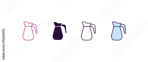 pitcher gradient, line, filled, colored icon. editable vector from kitchen concept. four different style pitcher icon isolated on white background