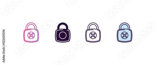 insecure gradient, line, filled, colored icon. editable vector from internet security concept. four different style insecure icon isolated on white background