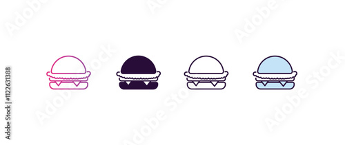 cheese burger gradient, line, filled, colored icon. editable vector from hotel concept. four different style cheese burger icon isolated on white background