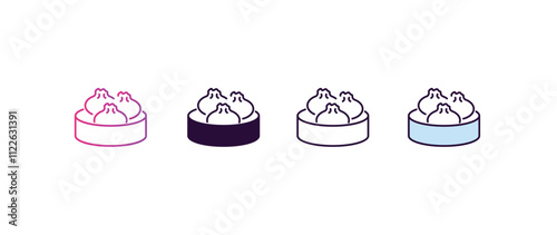 dim sum gradient, line, filled, colored icon. editable vector from hotel concept. four different style dim sum icon isolated on white background
