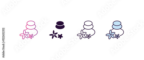 hot stones gradient, line, filled, colored icon. editable vector from hotel concept. four different style hot stones icon isolated on white background