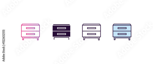 nightstand gradient, line, filled, colored icon. editable vector from hotel concept. four different style nightstand icon isolated on white background