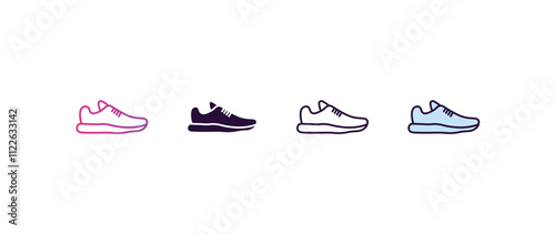 trainers gradient, line, filled, colored icon. editable vector from gym concept. four different style trainers icon isolated on white background