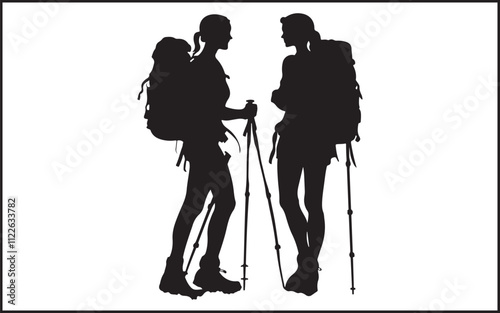  hiking silhouette of a couple