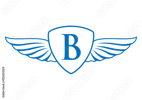 Letter B Wing Logo With Shield Icon Concept For Freight and Transportation Symbol