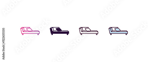 daybed  gradient, line, filled, colored icon. editable vector from furniture concept. four different style daybed  icon isolated on white background