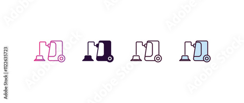 carpet sweeper  gradient, line, filled, colored icon. editable vector from furniture concept. four different style carpet sweeper  icon isolated on white background