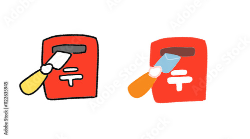 郵便ポストと手紙を送るイラスト3