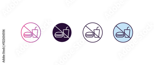 no eating  gradient, line, filled, colored icon. editable vector from food concept. four different style no eating  icon isolated on white background