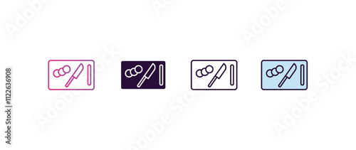 chop  gradient, line, filled, colored icon. editable vector from food concept. four different style chop  icon isolated on white background
