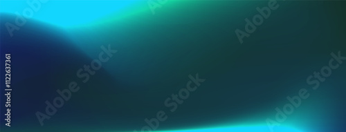 Blue water gradient background. Vector abstract soft light blur effect backdrop. Dreamy teal green color gradation image. Aqua wave motion banner. Glowing camera film effect