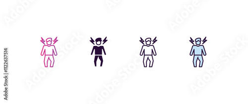 ecstatic human gradient, line, filled, colored icon. editable vector from feelings concept. four different style ecstatic human icon isolated on white background