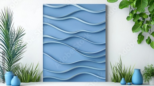 Serene Blue Wave Abstract Art Print  Home Decor  Wall Art  Interior Design  Minimalist  Mo