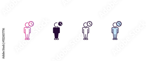 impatient human gradient, line, filled, colored icon. editable vector from feelings concept. four different style impatient human icon isolated on white background