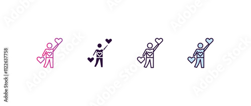 in love human gradient, line, filled, colored icon. editable vector from feelings concept. four different style in love human icon isolated on white background