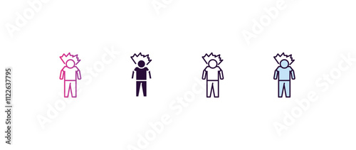 irritated human gradient, line, filled, colored icon. editable vector from feelings concept. four different style irritated human icon isolated on white background