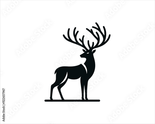 Deer logo design vector template. Deer icon symbol vector illustration. Deer silhouette logo black and white.