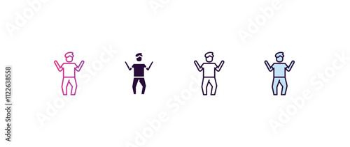silly human gradient, line, filled, colored icon. editable vector from feelings concept. four different style silly human icon isolated on white background