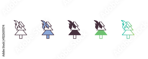 wildfire gradient, line, filled, colored icon. editable vector from weather concept. four different style wildfire icon isolated on white background