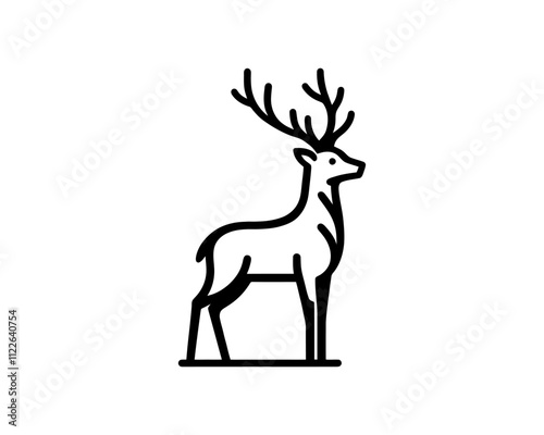 Deer logo design vector template. Deer icon symbol vector illustration. Deer silhouette logo black and white.
