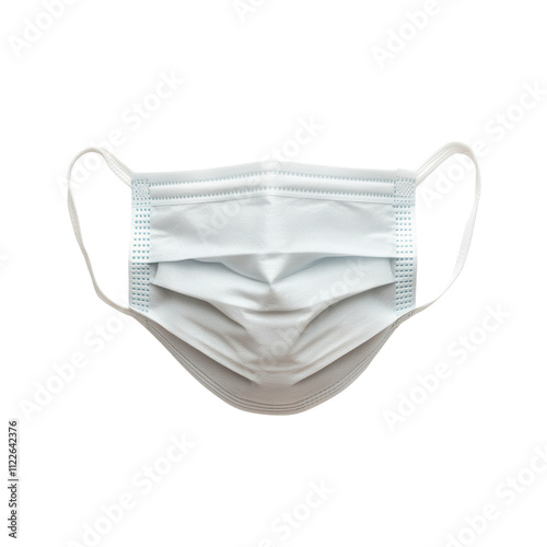 A white disposable face mask designed for protection against airborne particles, white background, transparent background. photo