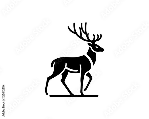 Deer logo design vector template. Deer icon symbol vector illustration. Deer silhouette logo black and white.