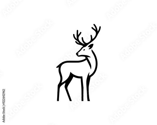 Deer logo design vector template. Deer icon symbol vector illustration. Deer silhouette logo black and white.