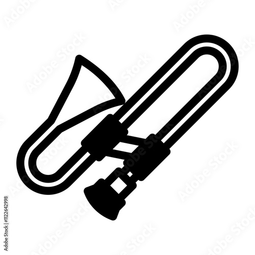 Trombone Icon Icon in Glyph Style. Black Fill 