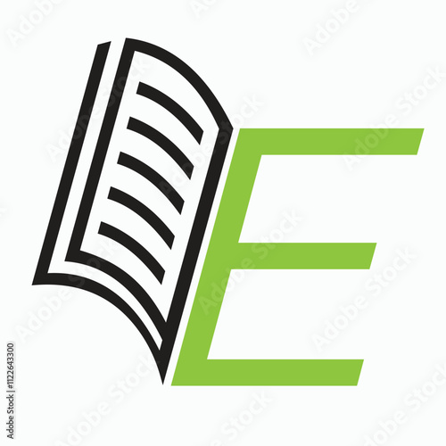 Initial Letter E Book Symbol For Education Logo Vector Sign