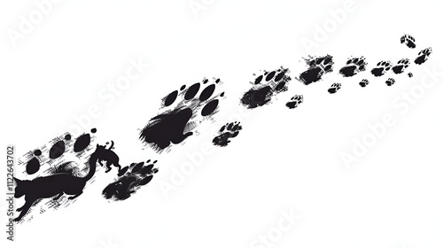 Muddy footprint symbols Pet Pawprint Footprint Paw Design Element, Generative Ai
