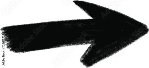 Black grunge arrow transparent background. Grunge arrow brush strokes. Grunge arrow paint. Abstract grunge arrow