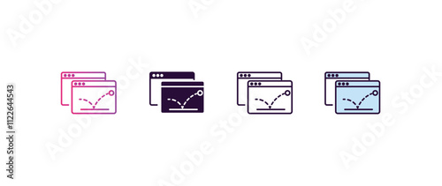 bounce rate gradient, line, filled, colored icon. editable vector from technology concept. four different style bounce rate icon isolated on white background
