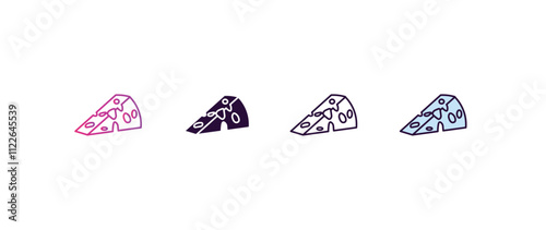 piece of cheese gradient, line, filled, colored icon. editable vector from restaurant concept. four different style piece of cheese icon isolated on white background
