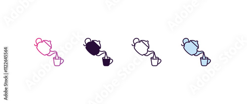 pouring coffe gradient, line, filled, colored icon. editable vector from restaurant concept. four different style pouring coffe icon isolated on white background