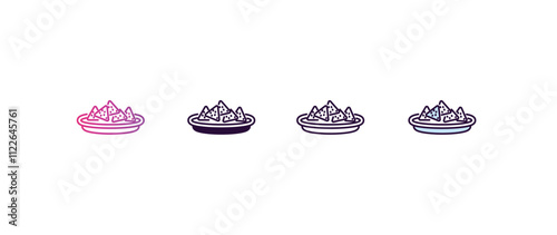 nachos plate gradient, line, filled, colored icon. editable vector from restaurant concept. four different style nachos plate icon isolated on white background