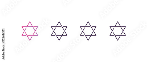 hebrew gradient, line, filled, colored icon. editable vector from religion concept. four different style hebrew icon isolated on white background