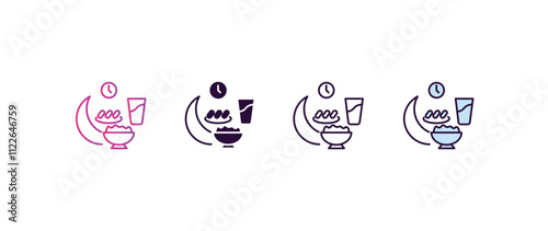 ramadan iftar gradient, line, filled, colored icon. editable vector from religion concept. four different style ramadan iftar icon isolated on white background