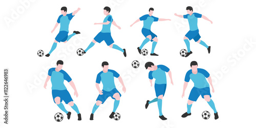Flat Design Soccer Players in Various Poses