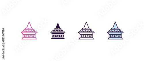 doi suthep gradient, line, filled, colored icon. editable vector from religion concept. four different style doi suthep icon isolated on white background